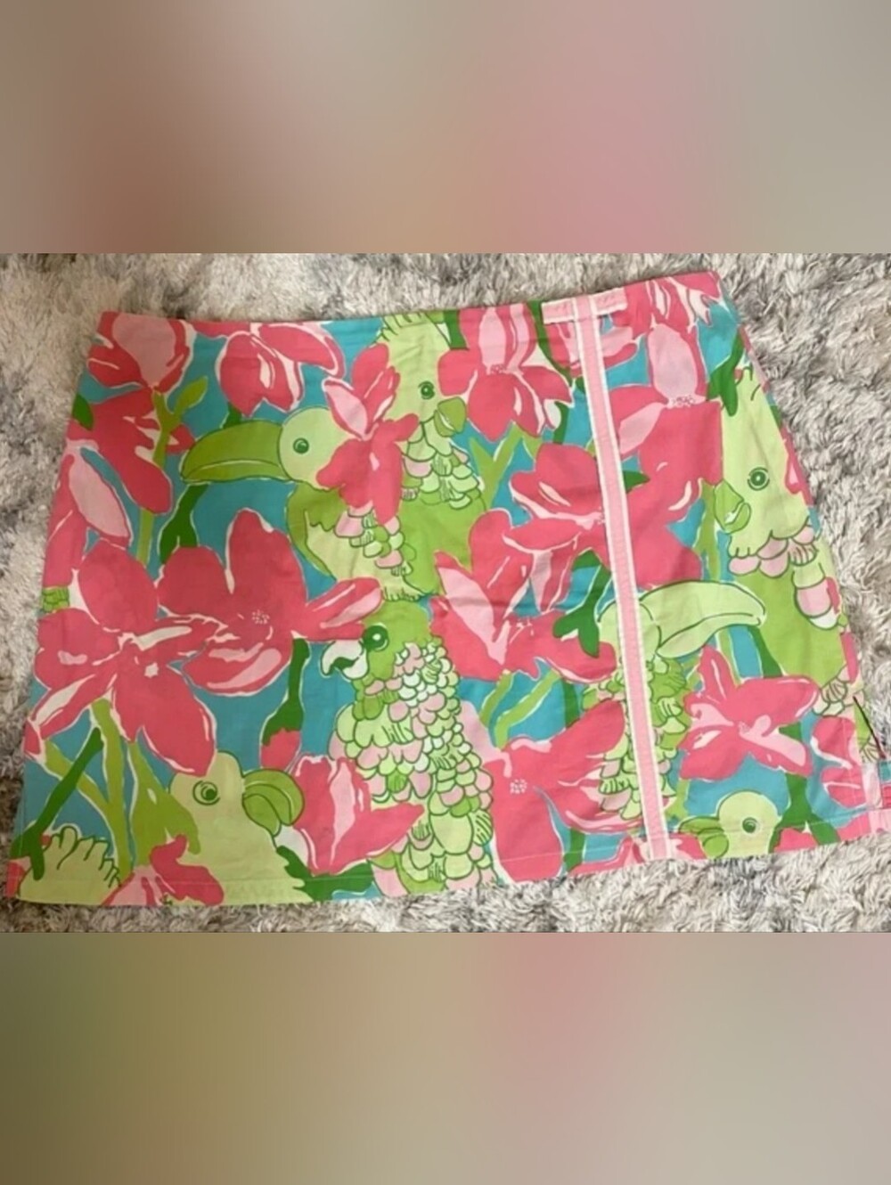 Lilly Pulitzer Pink/Green Tropical Bird Skort Size 10 - Picture 8 of 8